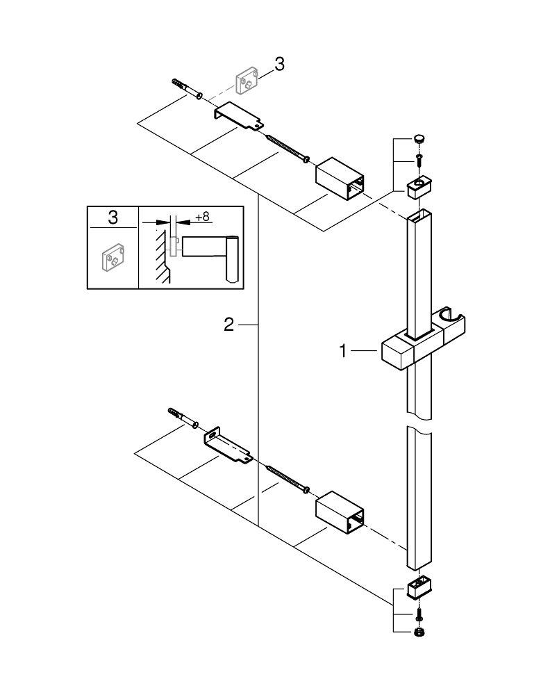 GROHE GROHE 27892000 Euphoria Cube 24 in. Shower Slide Bar