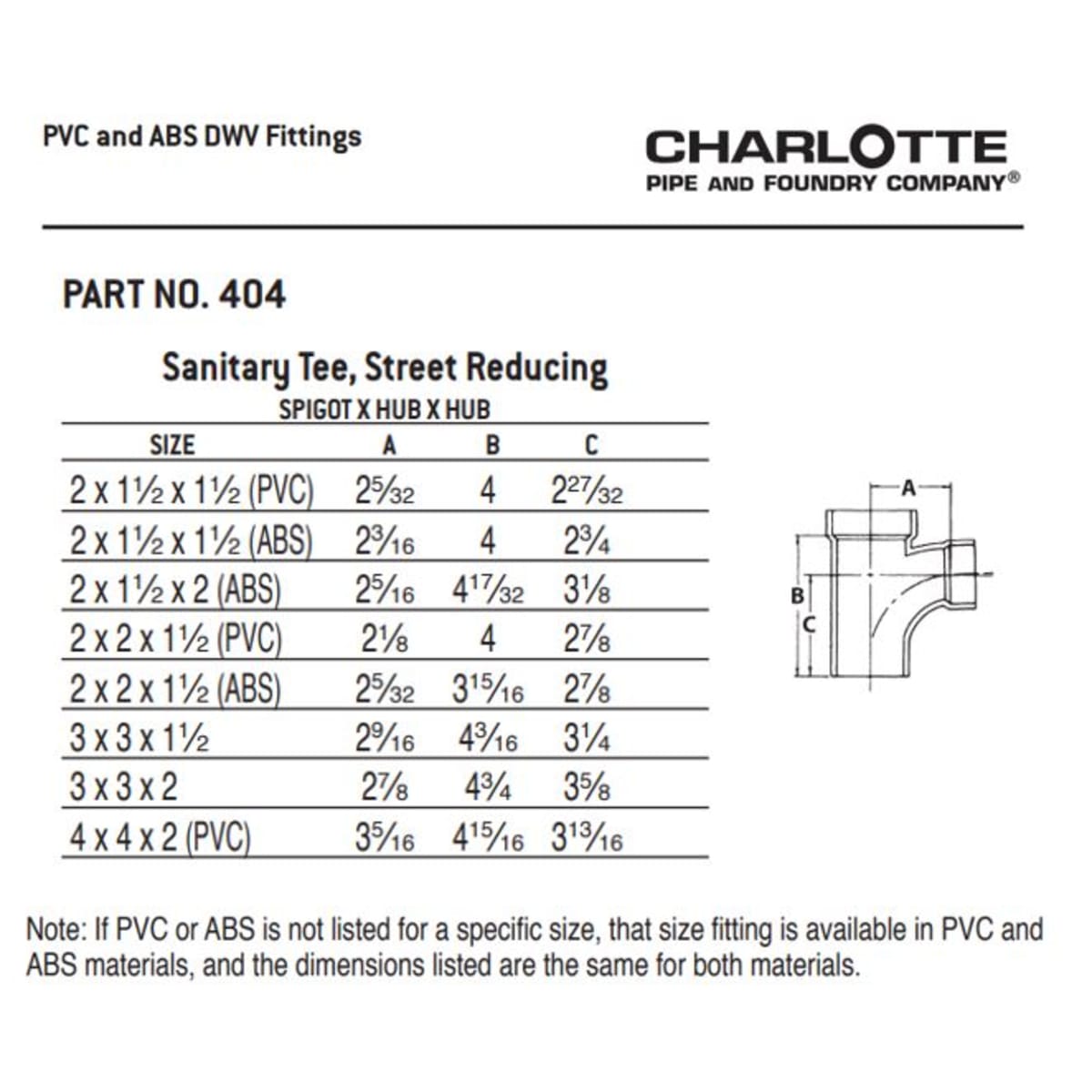 Charlotte Reducing Sanitary Tee, 2 X 2 X 1-1/2 In, ABS - Foto 3