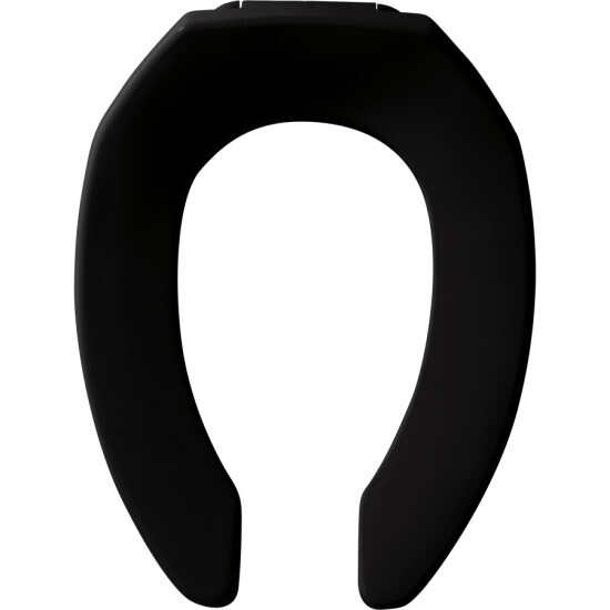 Bemis 1955CT 047 Commercial Heavy Duty Open Front Toilet Seat Plastic Black Elongated