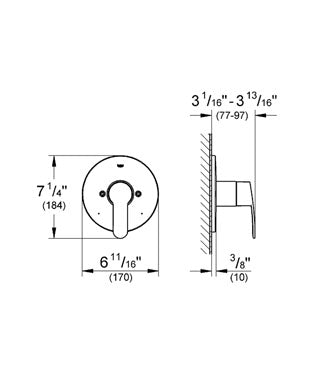 GROHE 19572002 EUROSTYLE COSMOPOLITAN PBV TRIM SHW. US