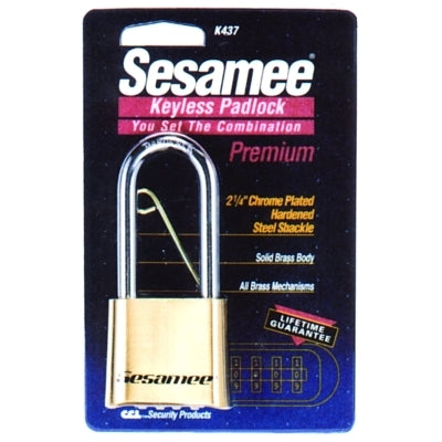 CCL K437 Sesamee Keyless Padlock 5/16 in Shackle Dia 2 1/4 in L X 1 in W Brass Carded