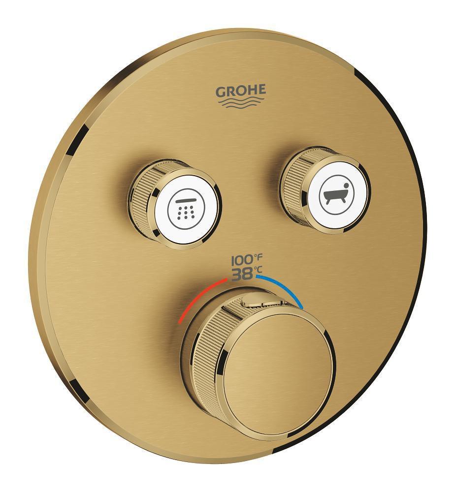 GROHE GROHE 29137GN0 Grohtherm® Three Handle Thermostatic Valve Trim in Brushed Cool Sunrise