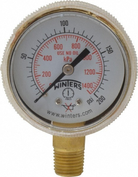 WINTERS Winters PWL2724 Cylinder Pressure Gauge 150 Psi Brass