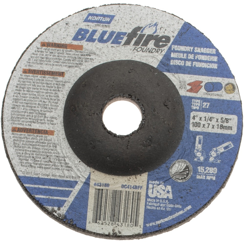 NORTON Norton 66252843180 Type 27 Grinding Wheel 4 in 24 Grit