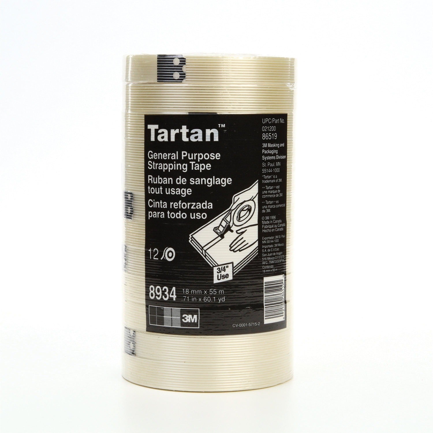 3M 3M 7000028886 Tartan 4 mil Polypropylene Film Tape (0.7 in x 60.14 yd)