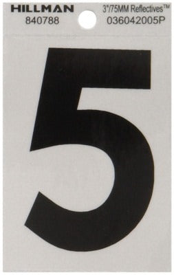 HILLMAN Hillman Fasteners 840788 Mylar House Number 5 3in Black Silver