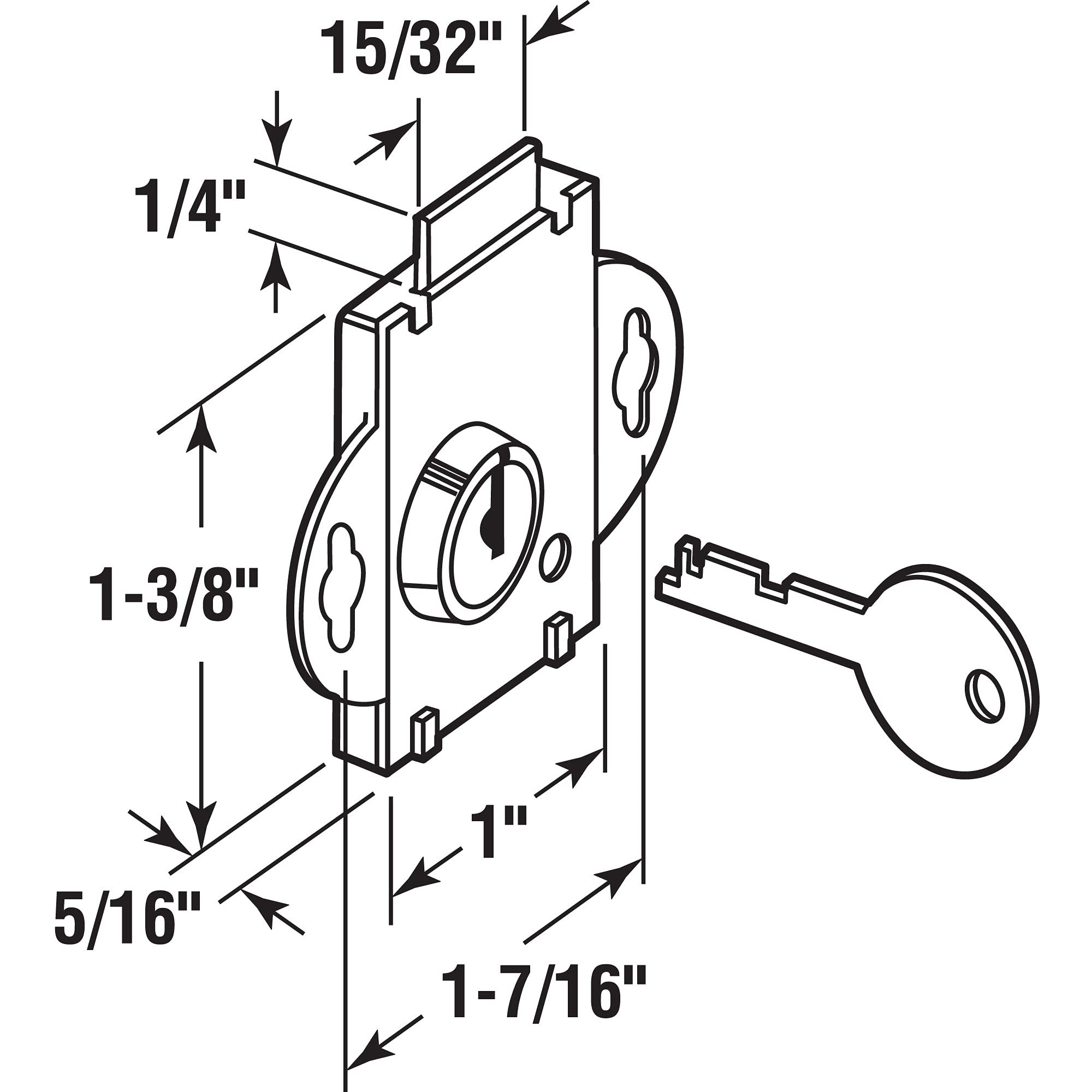 PRIME-LINE Prime-line MP4048 Mail Box Lock 1/4 Inch Throw Brass Plated