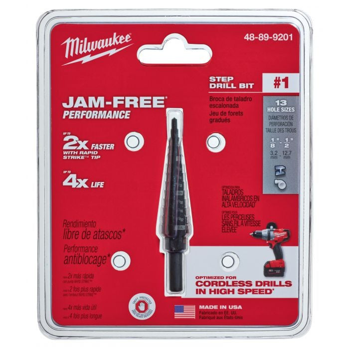 MILWAUKEE Milwaukee 48-89-9201 #1 Step Drill Bit (1/8 in - 1/2 in by 1/32 in, 13-Step)