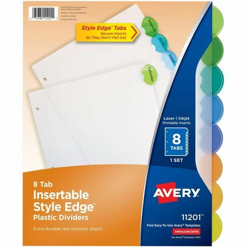 AVERY Avery AVE11201 Insertable Plastic Dividers 8 Tabs Set of 8