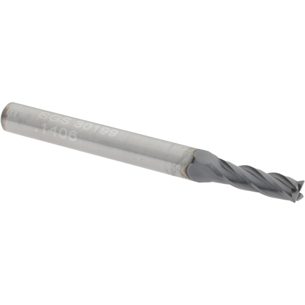KYOCERA SGS PRECISION TOOLS Sgs 30199 Square End Mill 9/64 in 4 Flute Solid Carbide