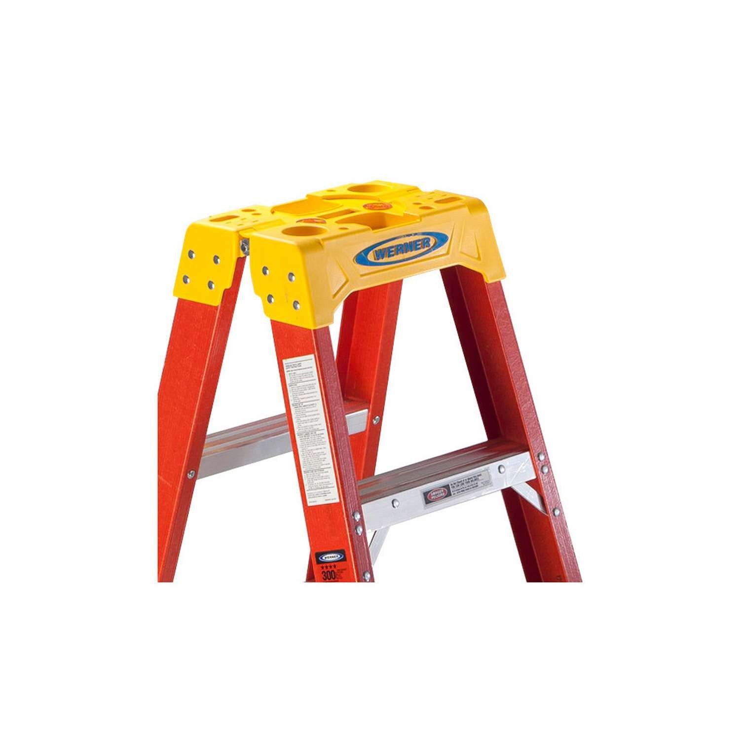WERNER WERNER T6206 6 ft Dual Access Fiberglass Step Ladder 300 lb Capacity