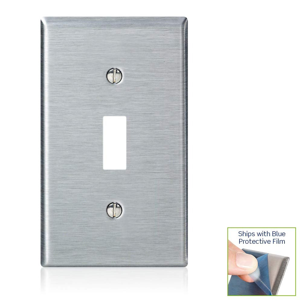 LEVITON Leviton 84001-40 1-gang Toggle Switch Wallplate Stainless