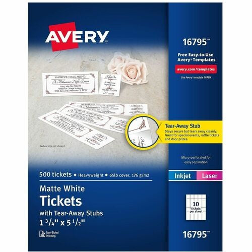 AVERY Avery AVE16795 Tear-away Stub Tickets 500 Pack