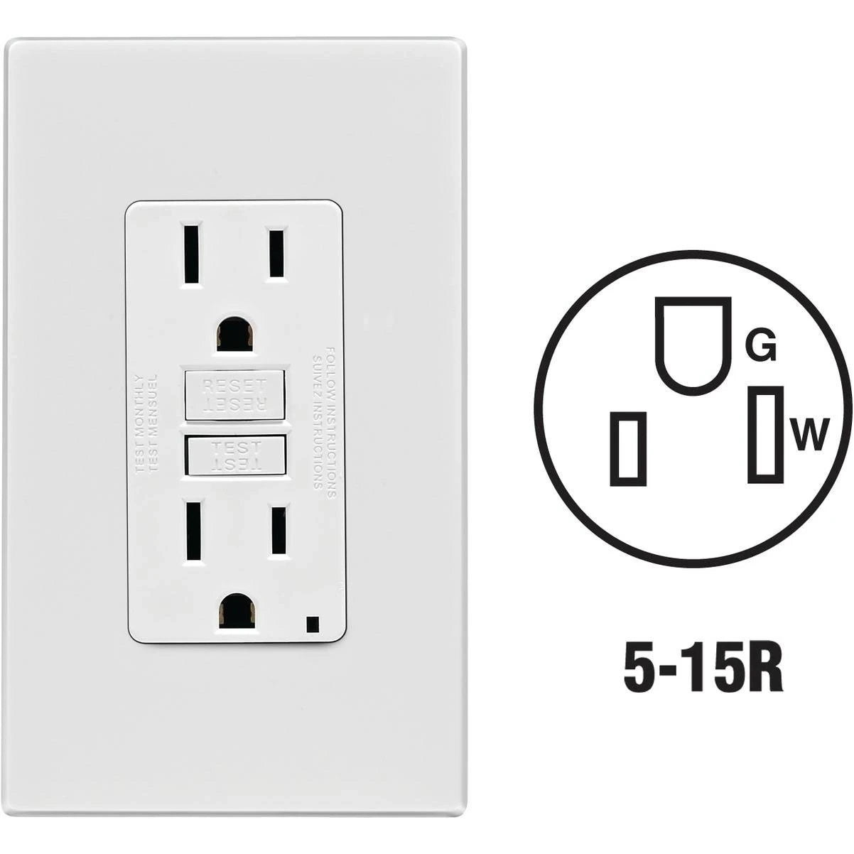 LEVITON Leviton C52-GFNT1-0PW SmartlockPro self-test GFCI outlet 15A 125V (Screwless wallplate)