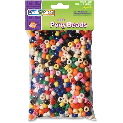 PACON Pacon PAC3552 Plastic Pony Beads 1000 Pack Assorted Colors