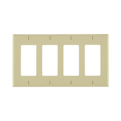 Leviton 80412-NI Decora Standard Size 4-Gang Wallplate Ivory