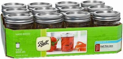 BALL Rubbermaid Inc/jarden 60000ZFP Half-pint Mason Jar 12-pack