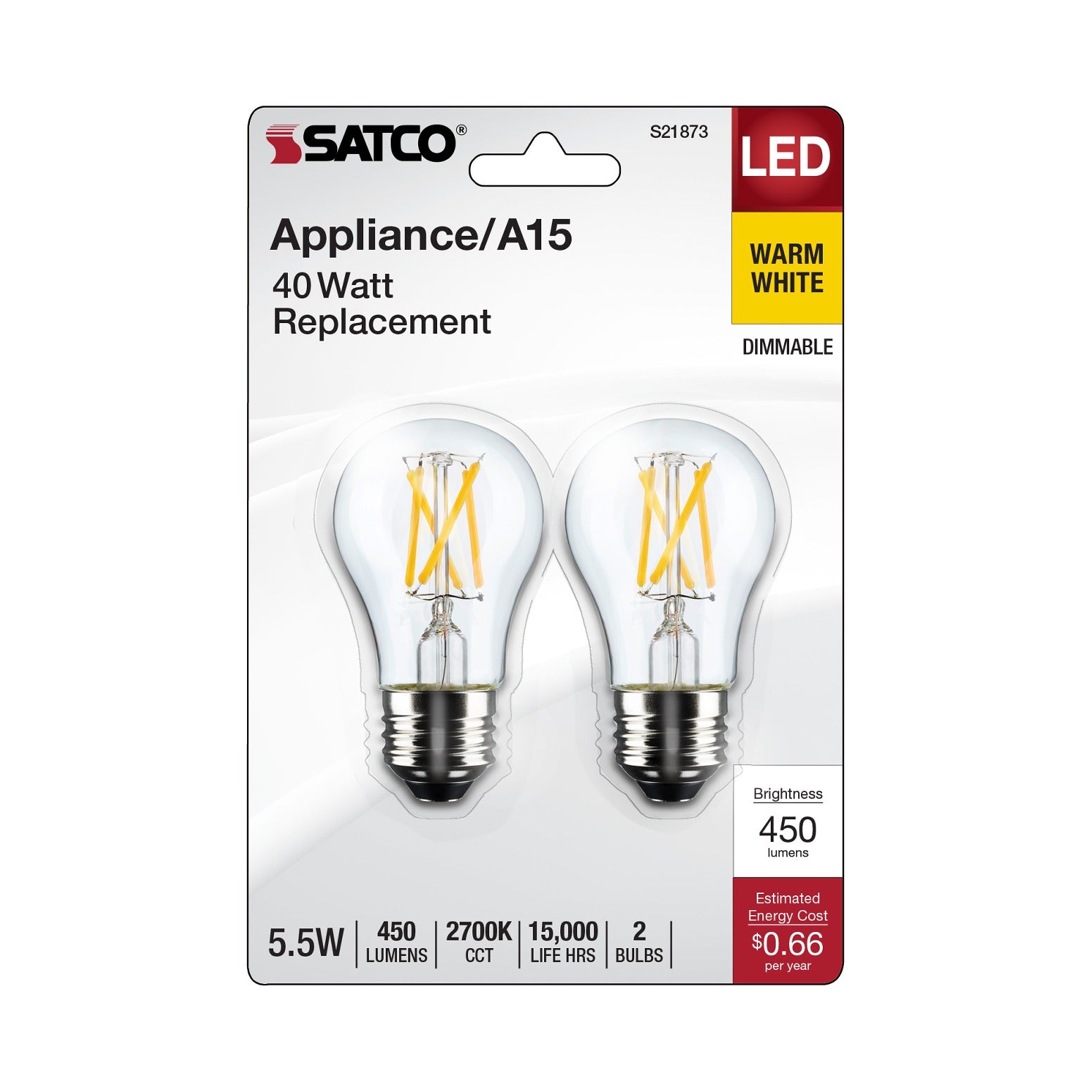SATCO Satco S21873 A15 LED 5.5W (2 Pack / 300 Degree)