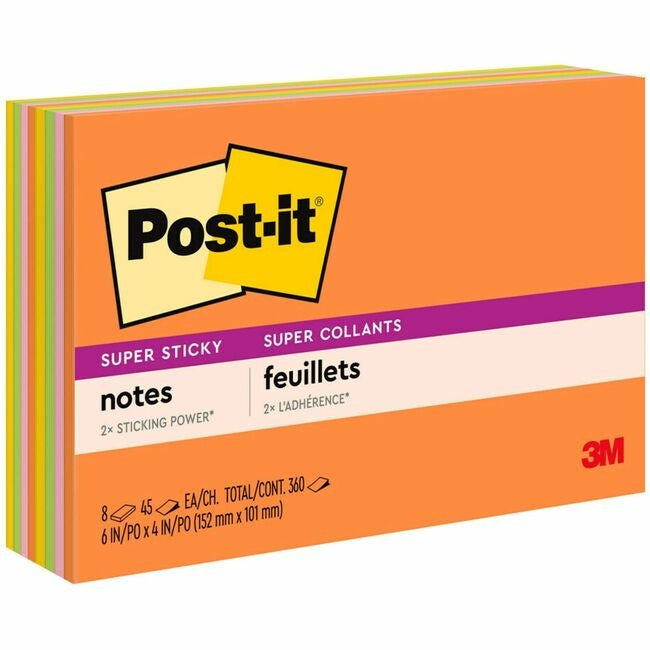 3M 3M MMM6445SSP Post-it Super Stick Notes 6 x 4 (8 pads / 360 sheets) 6445-SSP