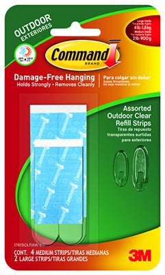 3M 3M Company 17615CLRAW-ES Outdoor Strip Refill 6 Pack