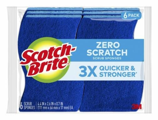 3M 3M 526-6 Scotch-Brite Zero Scratch Scrub Sponge (6 Pack) 7100332072