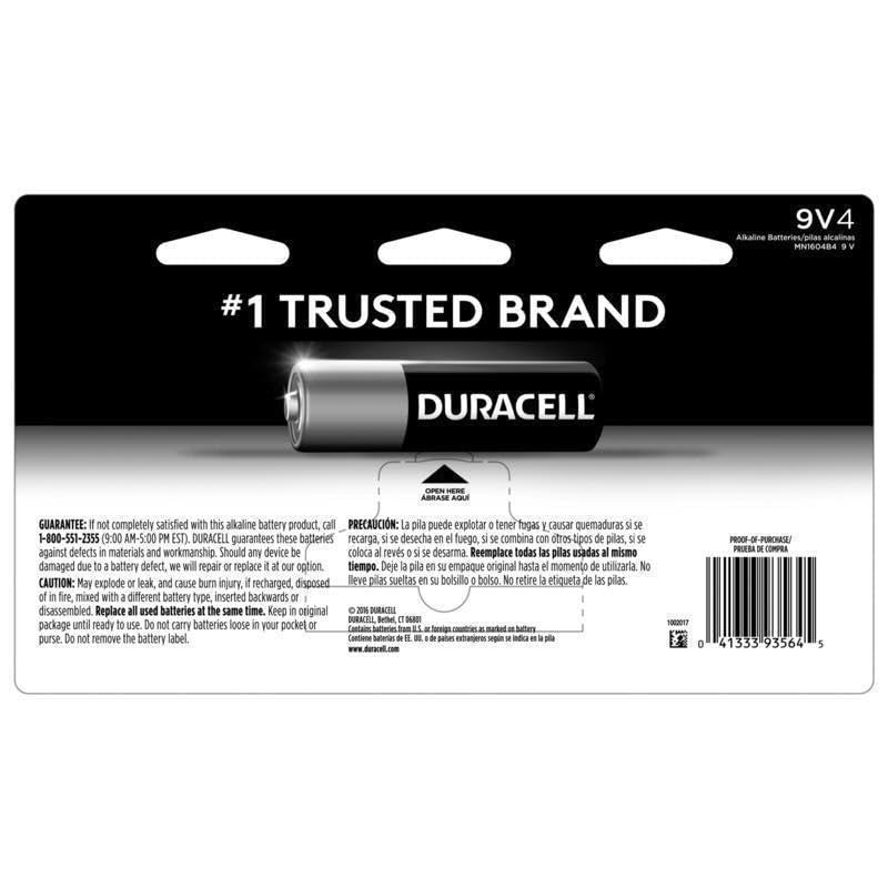 DURACELL Duracell MN16B4DW Alkaline Batteries 9-Volt (4-Pack) MN1604B4