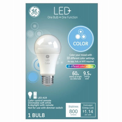 GE G E Lighting 93128968 Led Color Change Bulb 9W A21