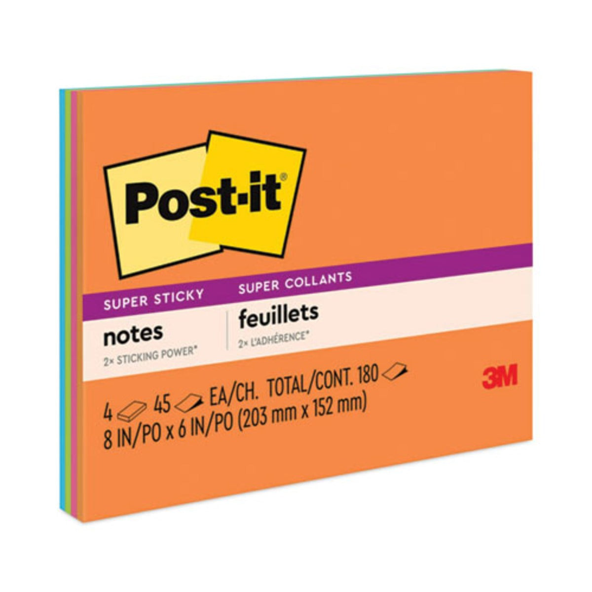 3M 3M MMM6845SSP Super Sticky Notes 6 in x 8 in (4 Pack) 6845-SSP