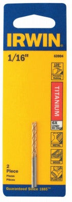 IRWIN Irwin 63904 Titanium Jobber Drill Bit 1/16 Inches 3 Pack