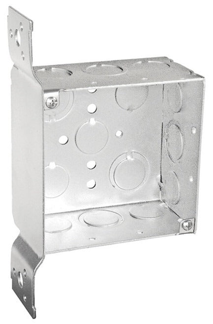 SOUTHWIRE Southwire D6500 4-inch square welded 2-1/8-inch deep box with 1/2-inch and 3/4-inch knockouts and FL bracket (4-inch / 1 each) 52171-FS