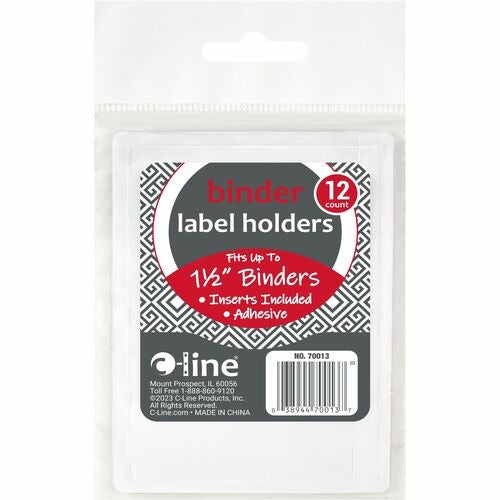 C-LINE C-line CLI70013 Label Holders 1 Inch Ring Binders 12 Pack