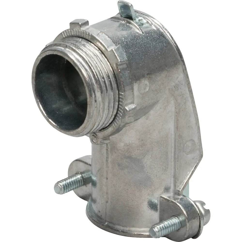 TOPAZ Topaz 100 3/8 BX-Flex Connector, 90 Degree, Squeeze Type, Zinc