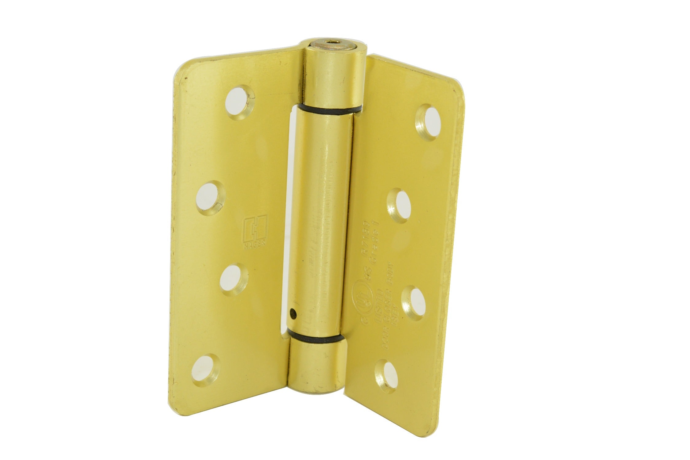 HAGER Hager Hinge 175144 Full Mortise Spring Hinge 4x4 Steel Satin Brass