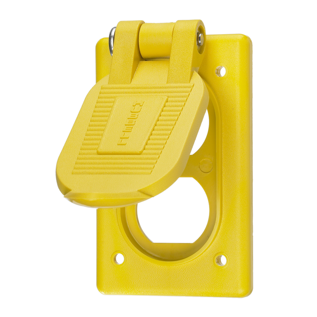 Hubbell HBL52CM21 1-Gang Yellow Reinforced Thermoplastic Polyester Box Mount Weatherproof Lift Cover