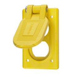 Hubbell HBL52CM21 1-Gang Yellow Reinforced Thermoplastic Polyester Box Mount Weatherproof Lift Cover