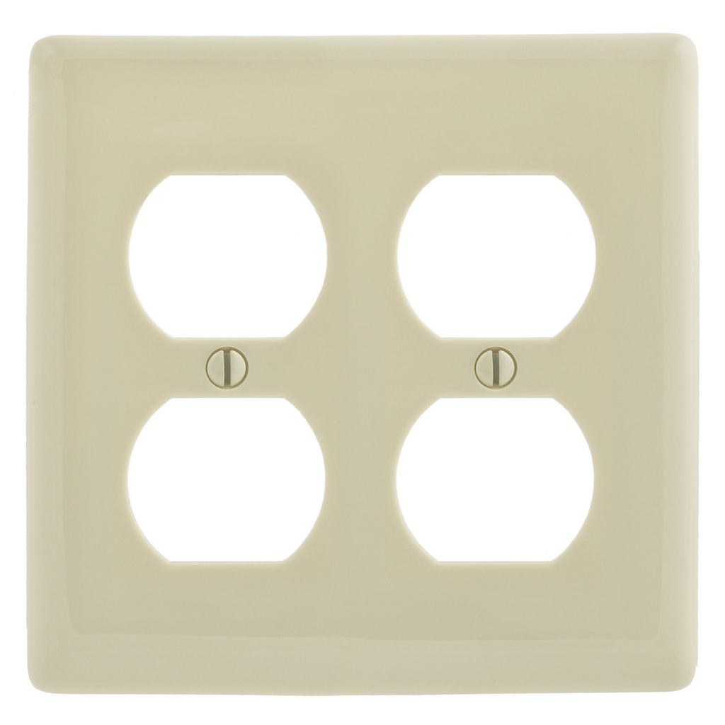 Hubbell NP82LA 2-Gang Light Almond Nylon Standard 2-Duplex Receptacle Wallplate