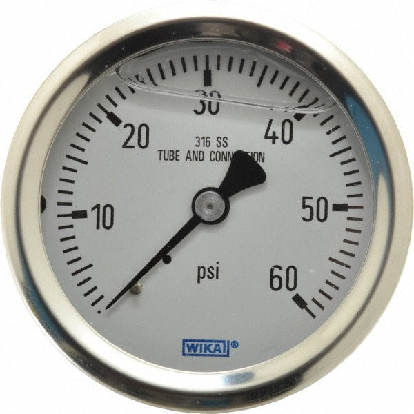 WIKA Wika 9833255 Pressure Gauge 0-60 Psi 2.5 in Dial Npt Back Mount