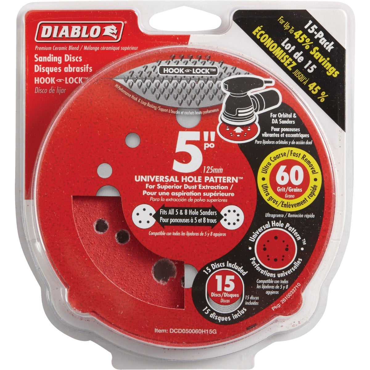 DIABLO Diablo DCD050060H15G 5 in 60 Grit Sanding Disc 15 Pack