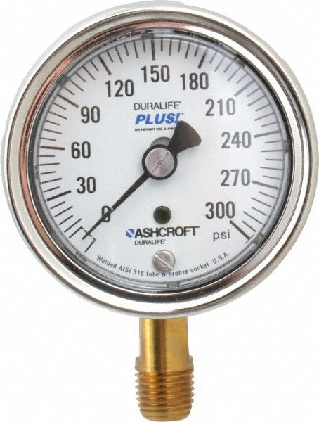 ASHCROFT Ashcroft 94587XLL Pressure Gauge 2.5 in 0-300 Psi Lower Mount
