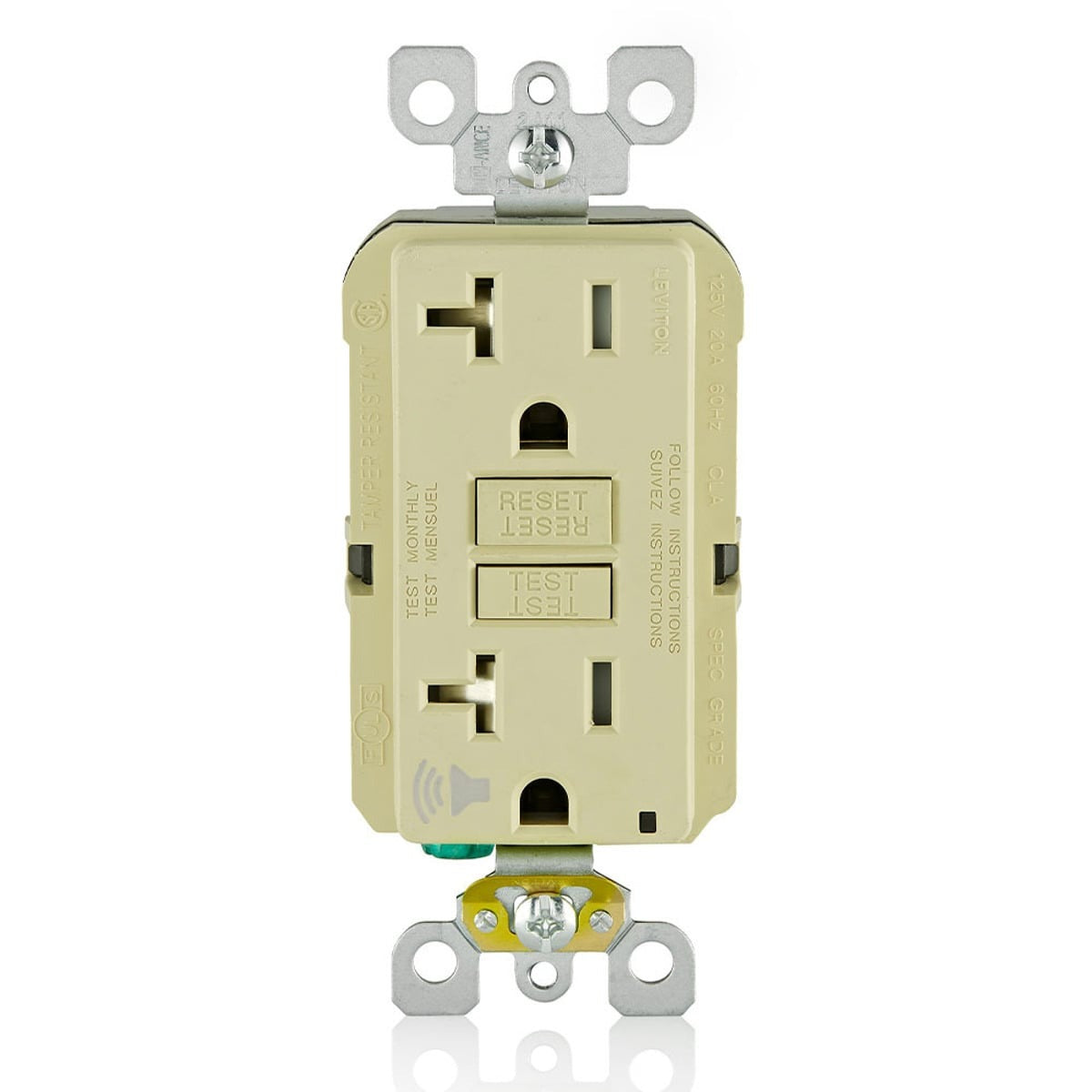 LEVITON Leviton GFTA2-I SmartlockPro Self-Test Slim GFCI 20 Amp (Slim) TRSGF20V