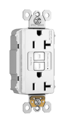 Pass & Seymour PT2097W GFCI Receptacle, Duplex, 125 VAC, 20 Amp, 2 Poles, 3 Wires, White