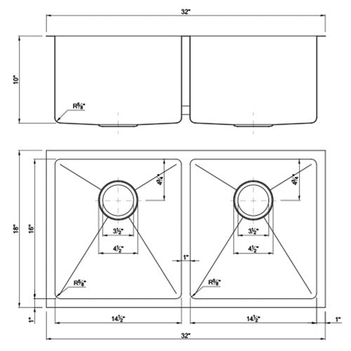 DAKOTA Dakota Plumbing Products DSM-5050CP Undermount Kitchen Sink