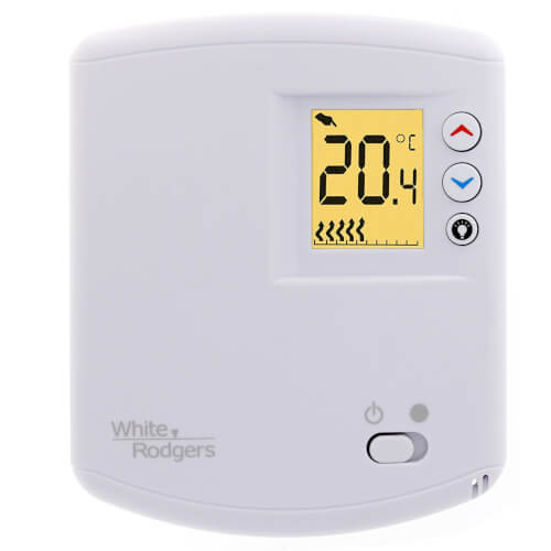 White-Rodgers 1E65-144 Line Voltage Thermostat 120/240VAC SPST Heat Digital Non-Programmable with Lighted Display