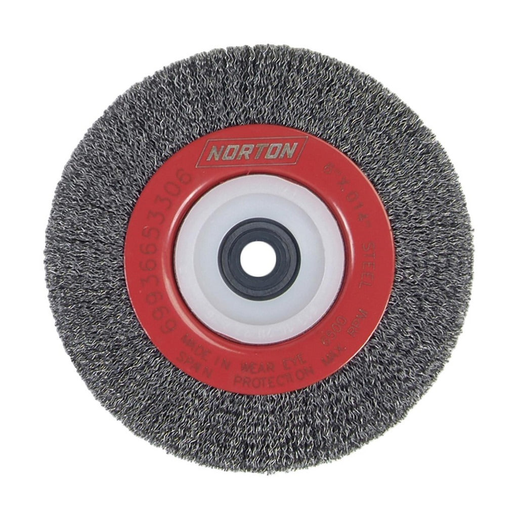 NORTON Norton 69936653324 Wheel Brush 6 in Carbon Steel 6500 Rpm