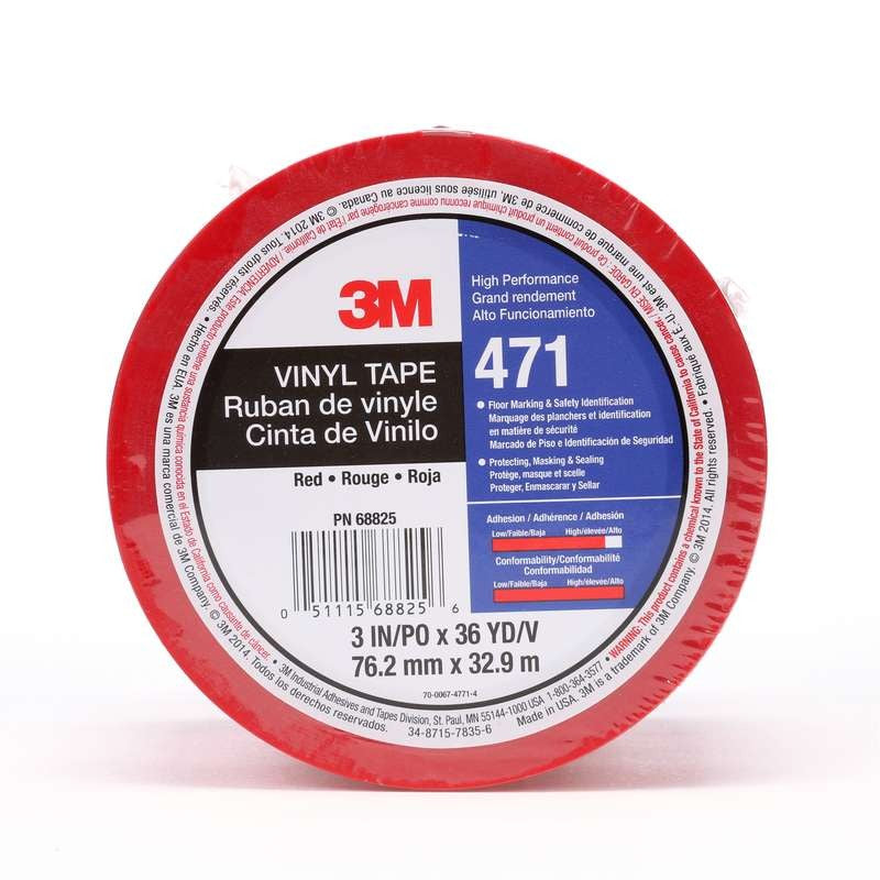 3M 3M 7100064525 Vinyl Tape 471 3 in x 36 yd 5.2 mil (12 rolls per case)