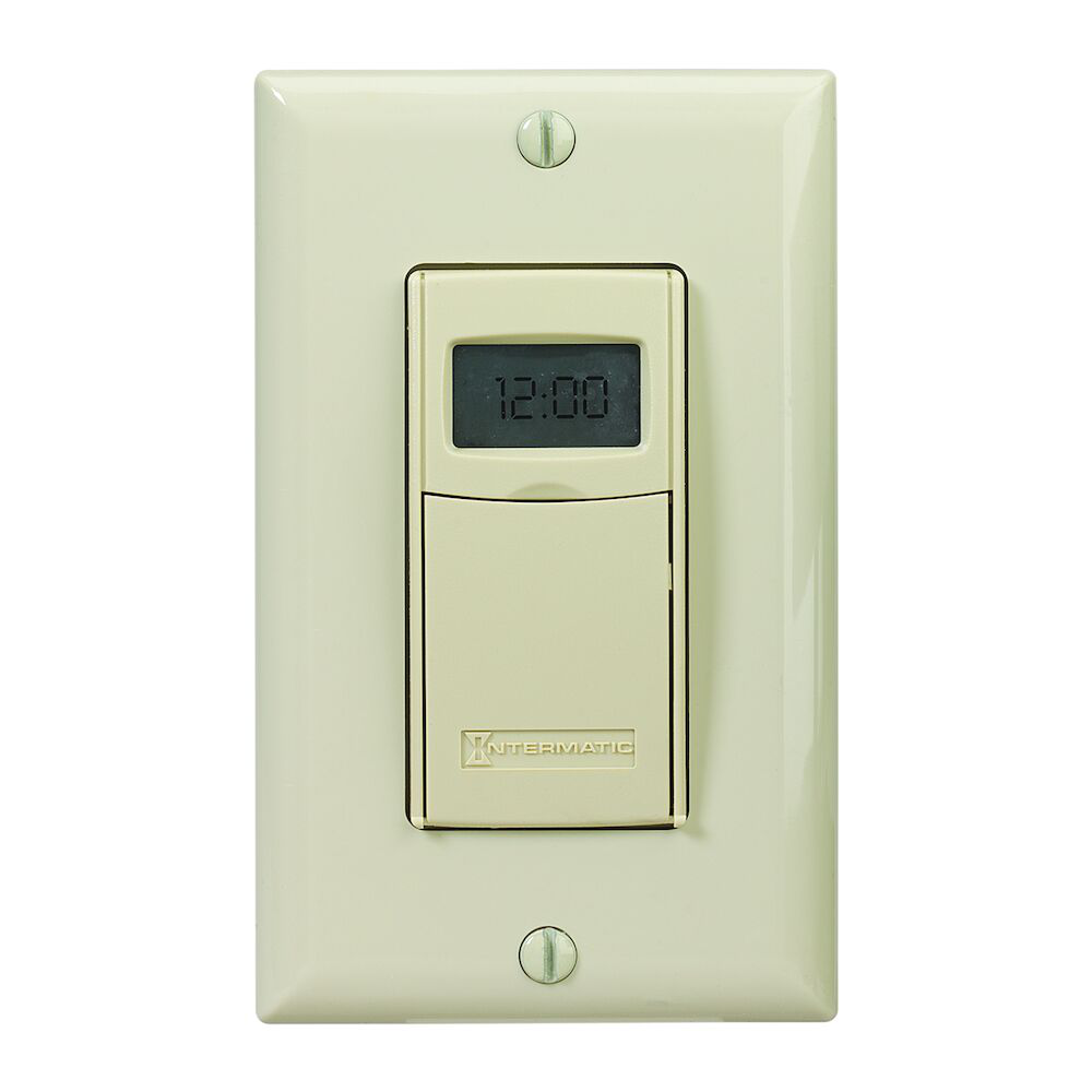 Intermatic EI400C 120 to 277 VAC 12 to 28 VDC 20 Amp 1-Pole 3-Way Ivory Digital Auto-Off In-Wall Timer