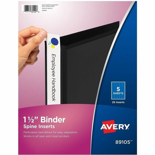 AVERY Avery AVE89105 Binder Spine Inserts 1.5 in White 25 Pack
