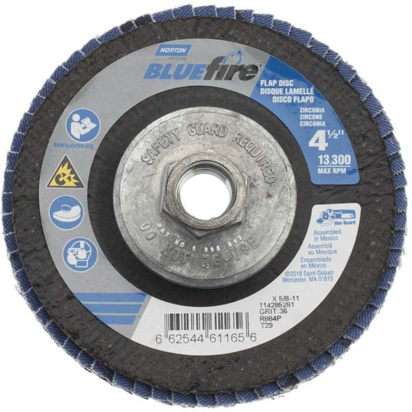 NORTON Norton 66254461165 Flap Disc 4-1/2 in 36 Grit Type 29