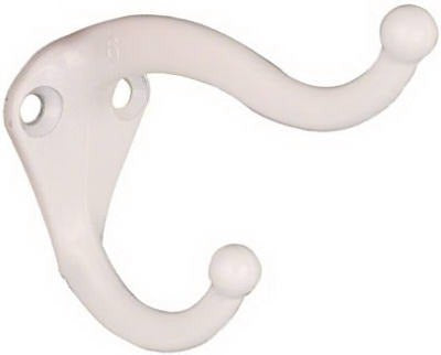 NATIONAL HARDWARE National Mfg N248-369 Coat Hat Hook White 2 Pack