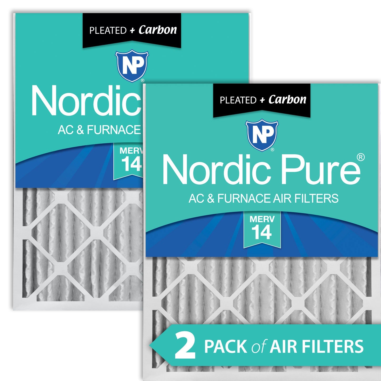 NORDIC PURE Nordic Pure 18x24x4M14+C-2 Merv 14 Plus Carbon Filter 2 Pack